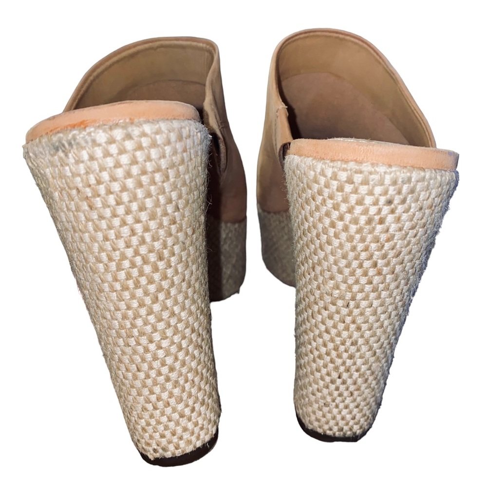 Schutz Womens Leather Platform Mules Heels Honey Beige Size 5.5B Dandara - Picture 2 of 10